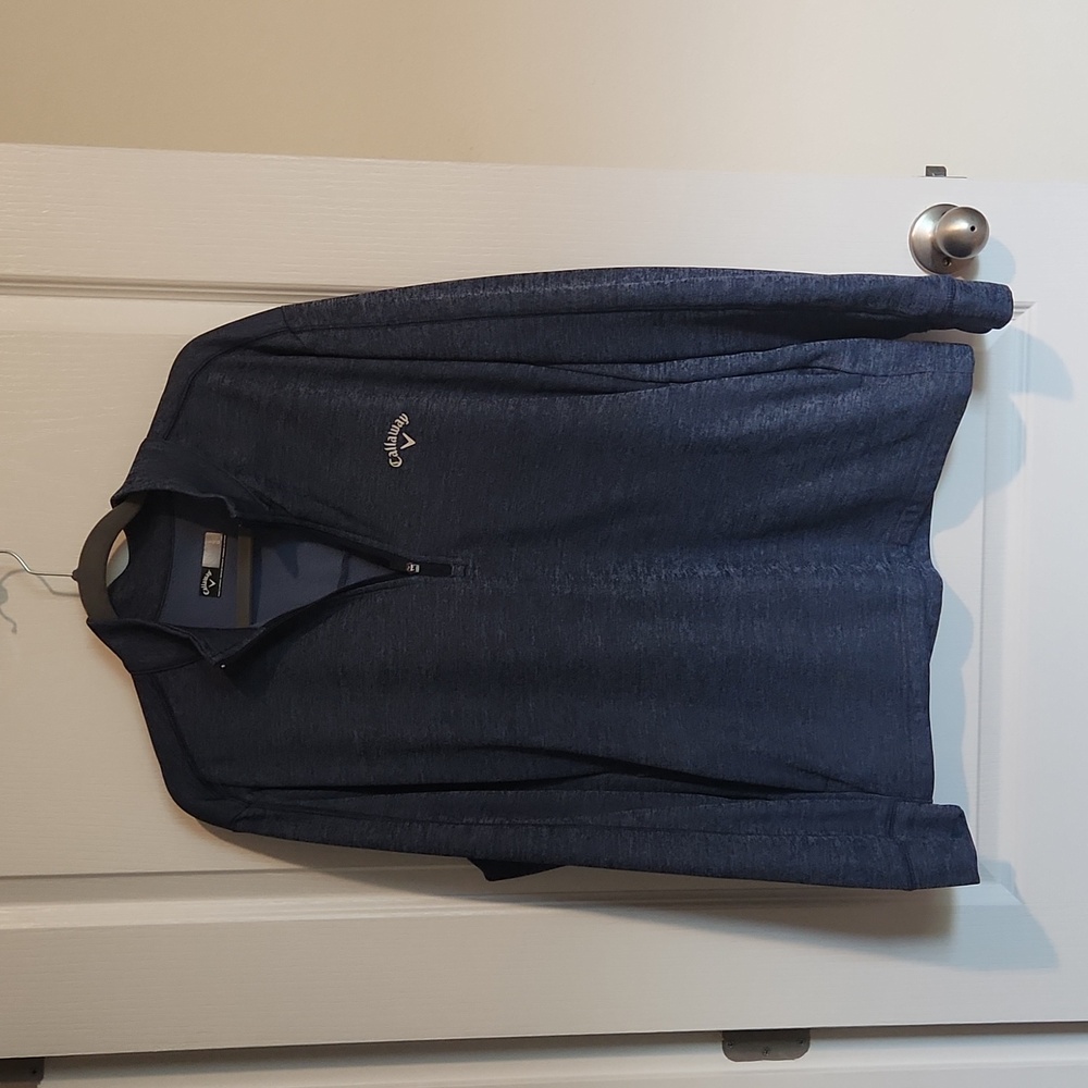 Callaway 1/4 Zip Pullover Blue Heather Sweater Sweatshirt Golf Pockets Large